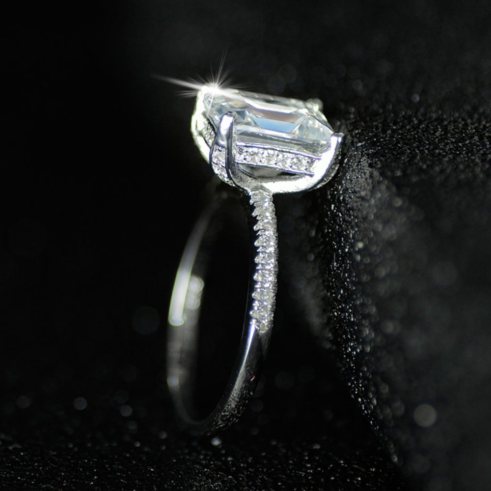 NEW 3.5 Carat Emerald Cut Pave Engagement Ring - Picture 5 of 5